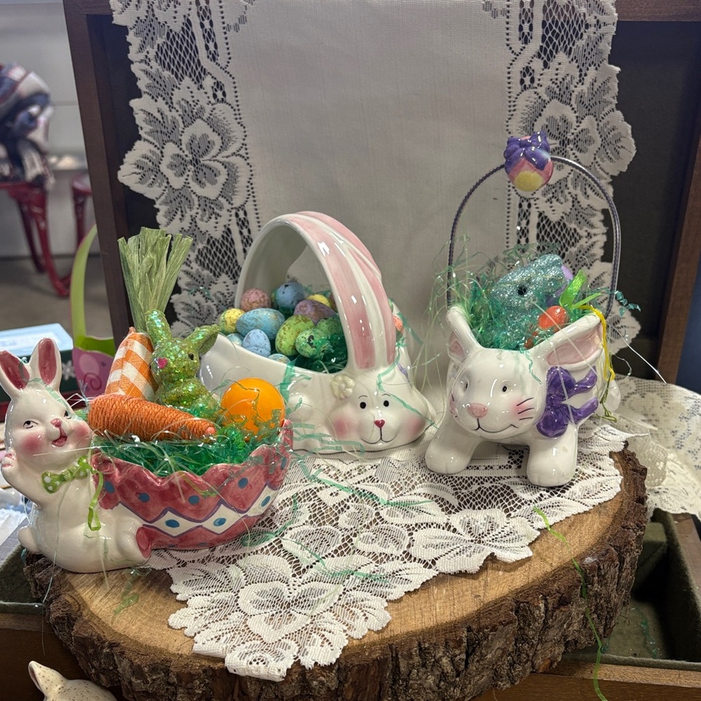 Easter Bunny Ceramic Basket Bundle